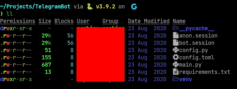exa in action output of exa with few flags
